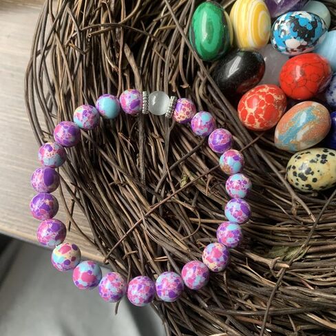 Anxiety Beaded Bracelet Unisex Handmade Natural Crystal Bracelet Purple Aventurine & Tiger Eye Bracelets Good Luck Jewelry in Saudi Arabia