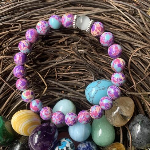 Anxiety Beaded Bracelet Unisex Handmade Natural Crystal Bracelet Purple Aventurine & Tiger Eye Bracelets Good Luck Jewelry in Saudi Arabia