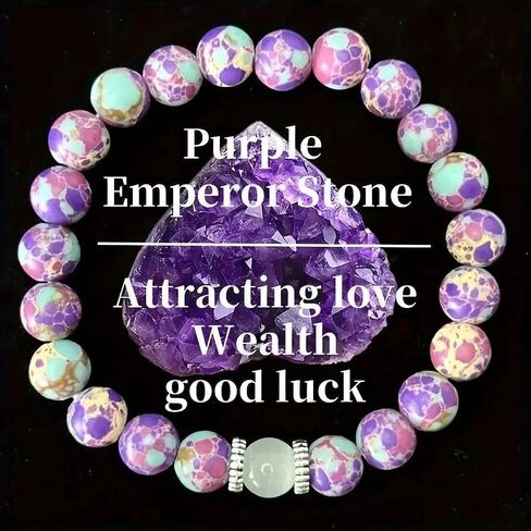 Anxiety Beaded Bracelet Unisex Handmade Natural Crystal Bracelet Purple Aventurine & Tiger Eye Bracelets Good Luck Jewelry in Saudi Arabia