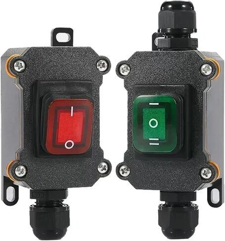 Waterproof Switch Waterproof Ship Type switch220V/24V/12V 20A Rain Proof Outside The Electrical roomAmpere boxSecond Gear IP65(Double Green 12-24V,20 PCS) in Kuwait