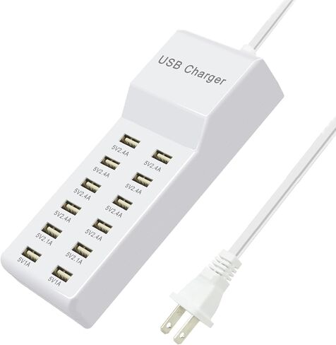 Multi Port USB Charging Station Corder Charger ، محطة شحن سريعة متعددة المنافذ ، متوافقة مع iPhone و Android هواتف Android والأجهزة اللوحية ومكبرات صوت Bluetooth - مضغوطة للمكتب المنزلي والسفر الأبيض in Saudi Arabia