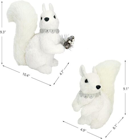 Naturevibe 18 بوصة السيزال عيد الميلاد الرنة مجموعة من 2، حيوانات الغابات واقعية تمثال الرنة مع لهجة فضية لزينة عيد الميلاد البيضاء، ديكورات الطاولة المركزية أو ديكور الموقد in Kuwait