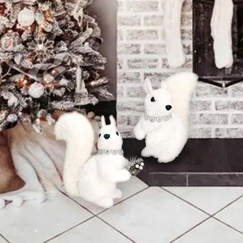 Naturevibe 18 بوصة السيزال عيد الميلاد الرنة مجموعة من 2، حيوانات الغابات واقعية تمثال الرنة مع لهجة فضية لزينة عيد الميلاد البيضاء، ديكورات الطاولة المركزية أو ديكور الموقد in Kuwait