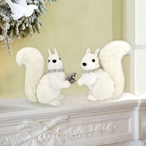 Naturevibe 18 بوصة السيزال عيد الميلاد الرنة مجموعة من 2، حيوانات الغابات واقعية تمثال الرنة مع لهجة فضية لزينة عيد الميلاد البيضاء، ديكورات الطاولة المركزية أو ديكور الموقد in Kuwait