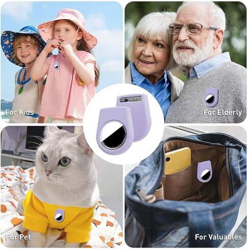 [1 Pack] Safety Case for Air Tags, Hidden for Airtag Holder for Kids with Clip Invisible Pin, GPS Tracker Case, Anti Lost, for Children, Elderly, Backpack, Luggage, Clothing, Black in Saudi Arabia