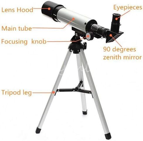 Monoculars Telescope, Entry-Level F36050M Outdoor monocular Space Astronomical Telescope with Portable Tripod Point Mirror 360/50mm Telescope (Metallic) in Saudi Arabia
