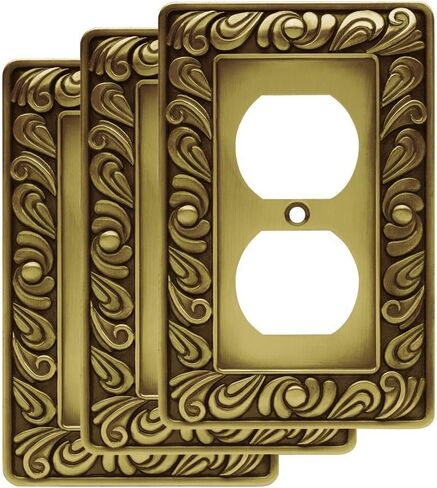 Franklin Brass Paisley Wall Plate, Tumbled Antique Brass Single Duplex Switch Cover, 1-Pack, 64045 in Saudi Arabia