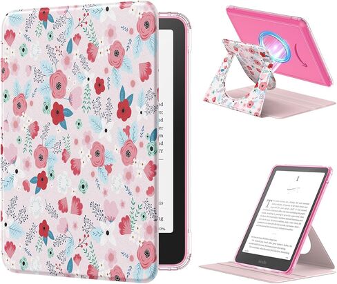 حالة الدوران Moko 360 ° لـ 7 "Kindle Paperwhite 12th Generation 2024 & Kindle Colorsoft 2024/2025 ، غطاء حامل وقائي مغناطيسي قابل للفصل مع الاستيقاظ التلقائي ، التوت ، التوت ، in Saudi Arabia