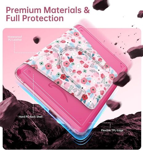 حالة الدوران Moko 360 ° لـ 7 "Kindle Paperwhite 12th Generation 2024 & Kindle Colorsoft 2024/2025 ، غطاء حامل وقائي مغناطيسي قابل للفصل مع الاستيقاظ التلقائي ، التوت ، التوت ، in Saudi Arabia