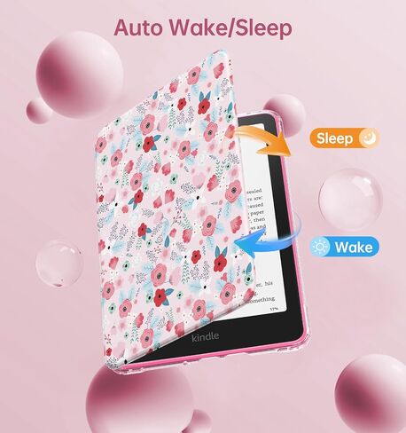 حالة الدوران Moko 360 ° لـ 7 "Kindle Paperwhite 12th Generation 2024 & Kindle Colorsoft 2024/2025 ، غطاء حامل وقائي مغناطيسي قابل للفصل مع الاستيقاظ التلقائي ، التوت ، التوت ، in Saudi Arabia