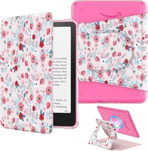 حالة الدوران Moko 360 ° لـ 7 "Kindle Paperwhite 12th Generation 2024 & Kindle Colorsoft 2024/2025 ، غطاء حامل وقائي مغناطيسي قابل للفصل مع الاستيقاظ التلقائي ، التوت ، التوت ، in Saudi Arabia