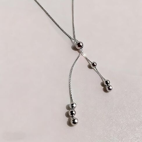 Dainty Sterling Silver Necklace Layered Drop Simple Y-Shaped Chain Stack Necklace Jewelry For Women Gift in Saudi Arabia
