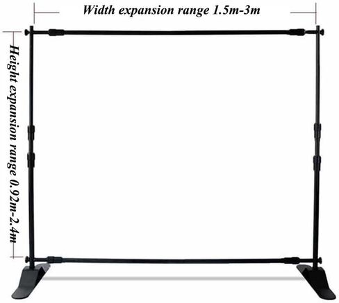 Backdrop Banner Stand, Banner Holder with Adjustable Poster Stand Adjustable Telescopic Display Stand for Trade Show, Photo Booth, Wall Exhibitor Background，Black 3x2.4m in Saudi Arabia