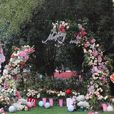 حامل قوس معدني لخلفية الزفاف مع قاعدة، قوس بالون مقاس 92 × 82 بوصة للاحتفال والذكرى السنوية وديكور الحفلات ونباتات تسلق الحديقة، أسود، متين وأنيق in Saudi Arabia
