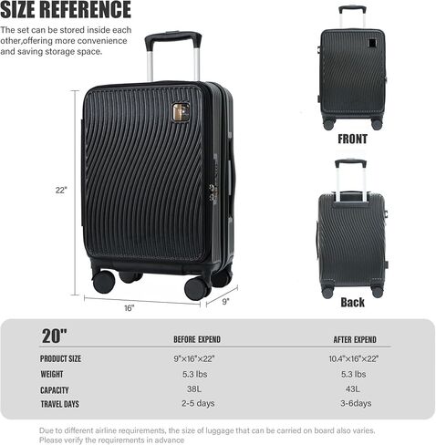 مجموعات الأمتعة 2 قطعة حقيبة كمبيوتر صلبة بفتحة علوية مع عجلة دوارة TSA Luggage (أبيض) in Saudi Arabia