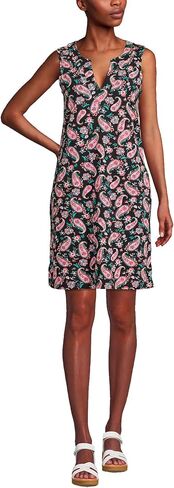 Lands' End Womens Cotton Jersey Sleeveless Cover-up Dress Colorblock Black Multi Paisley Floral Plus 3x in Saudi Arabia