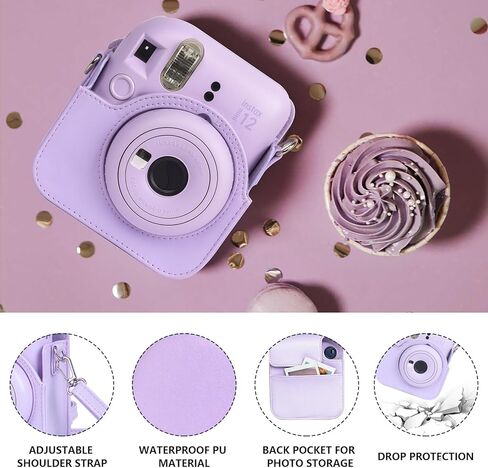 ملحق CAIYOULE Mini 12 11 لكاميرا Fuji Instax 12 و11 الفورية، يتضمن حافظة من جلد البولي يوريثان 12 11، ألبوم صغير، إطار، حقيبة صور مغناطيسية، حافظة صور، أرجواني (بدون كاميرا) in Kuwait