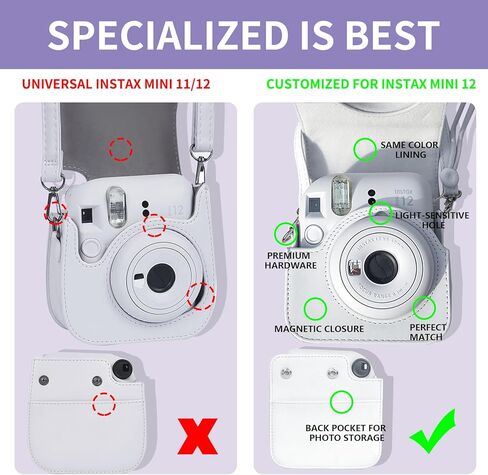ملحق CAIYOULE Mini 12 11 لكاميرا Fuji Instax 12 و11 الفورية، يتضمن حافظة من جلد البولي يوريثان 12 11، ألبوم صغير، إطار، حقيبة صور مغناطيسية، حافظة صور، أرجواني (بدون كاميرا) in Kuwait