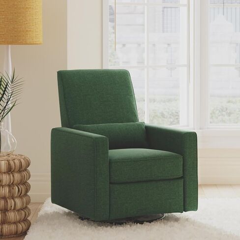 DaVinci Piper 360° Swivel Rocker Recliner Chair, Rocking Chair for Nursery & Living Room, GREENGUARD Gold, FSC & Certi-PUR US Certified, Comfy Nursery Glider Recliner - Heathered Blue w/Cream Piping in Saudi Arabia