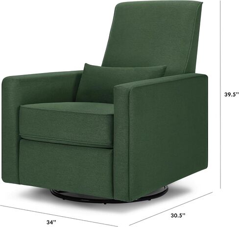 DaVinci Piper 360° Swivel Rocker Recliner Chair, Rocking Chair for Nursery & Living Room, GREENGUARD Gold, FSC & Certi-PUR US Certified, Comfy Nursery Glider Recliner - Heathered Blue w/Cream Piping in Saudi Arabia