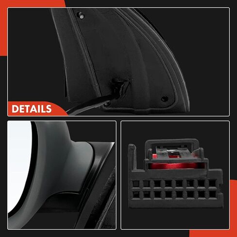 A-Premium Passenger Side Power Door Mirror - Compatible with Volkswagen GTI/Rabbit 2006 2007 2008 2009 - Heated Manual Folding Black Outside Rear View Mirror w/Turn Signal - Replace# 1K1857508CN9B9 in Saudi Arabia