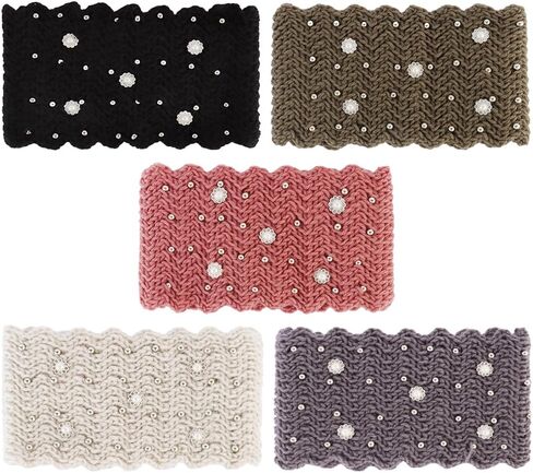 AOPRIE Knit Wide Headband for Winter 5 Pieces Women Ear Warmers Truban Headbands Thick headbands for Women Girls, Black Gray White Pink Brown in Kuwait