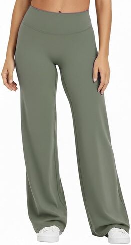 Straight Leg Yoga Pants for Women Wide Leg High Waist Stretch Soft Flared Workout Leggings in Kuwait