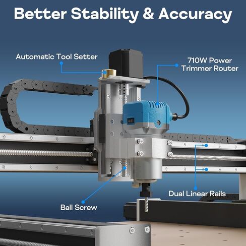 5050 CNC Machine with Linear Rails Ball Screws on 3-Axis, 710W Trim Router Spindle Engraving Milling Machine for Wood Acrylic Aluminum Cutting in Kuwait