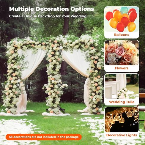 Silver FreeStanding (4.9-9.8ft) H Wedding Arch Stand Square, Adjustable Wedding Backdrop Stand Pipe Kit, Stainless Steel Backdrop Frame for Parties Birthday Wedding, Banquets, Plant Climbing Stand in Saudi Arabia