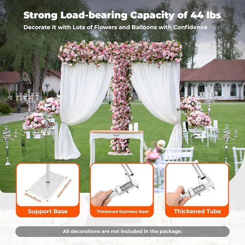 Silver FreeStanding (4.9-9.8ft) H Wedding Arch Stand Square, Adjustable Wedding Backdrop Stand Pipe Kit, Stainless Steel Backdrop Frame for Parties Birthday Wedding, Banquets, Plant Climbing Stand in Saudi Arabia