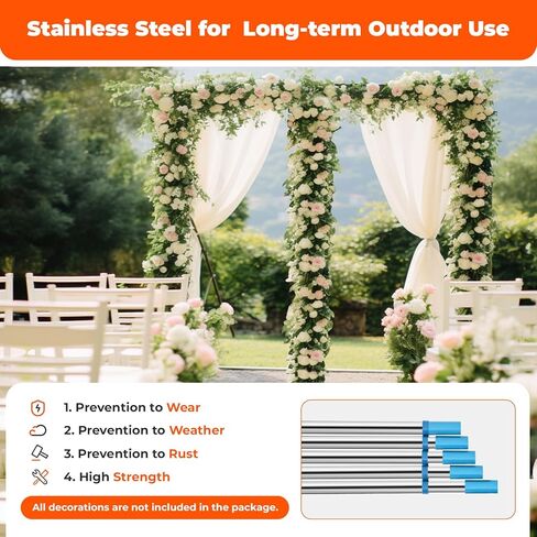 Silver FreeStanding (4.9-9.8ft) H Wedding Arch Stand Square, Adjustable Wedding Backdrop Stand Pipe Kit, Stainless Steel Backdrop Frame for Parties Birthday Wedding, Banquets, Plant Climbing Stand in Saudi Arabia
