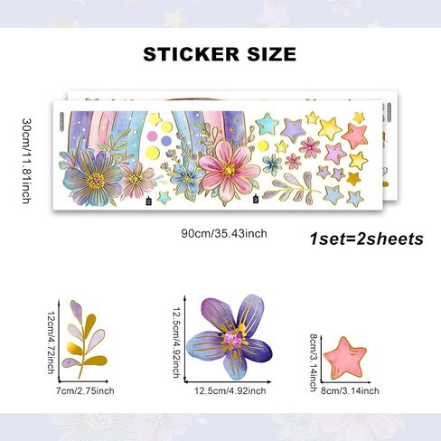 Colorful Rainbow Wall Stickers for Girls Room Watercolor Boho Rainbow Wall Decals & Murals Peel and Stick Floral Decor for Kids Room Nursery Bedroom (Purple) in Saudi Arabia