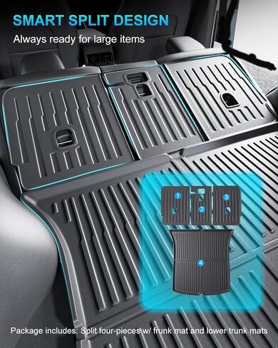 Back Seat Cover Compatible with Tesla Model 3 2018-2023 5 Seat 2nd Row Seat Protector All Weather TPE Cargo Liner Model 3 Accessories | Custom Fit Full Trunk Protection Kit - 5PCS in Saudi Arabia