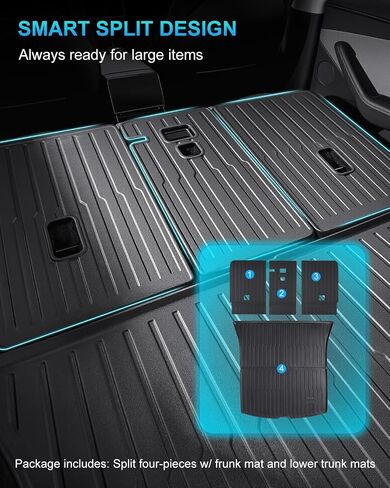 Back Seat Cover Compatible with Tesla Model 3 2018-2023 5 Seat 2nd Row Seat Protector All Weather TPE Cargo Liner Model 3 Accessories | Custom Fit Full Trunk Protection Kit - 5PCS in Saudi Arabia