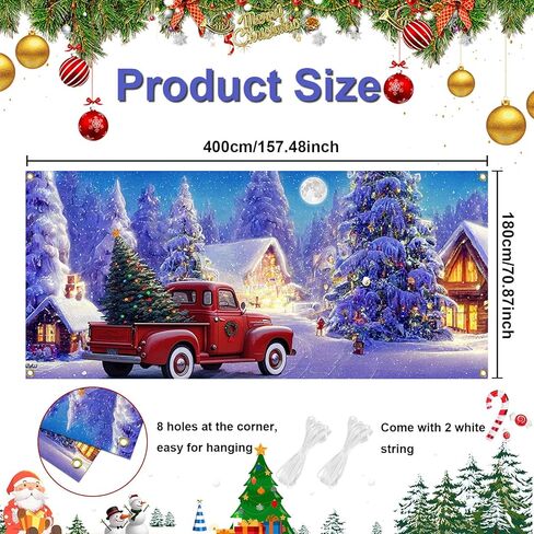 mocsicka 13x6ft عيد ميلاد سعيد غطاء باب المرآب راية، كبيرة جدا زينة المرآب عيد الميلاد الأحمر، عطلة الشتاء عيد الميلاد المرآب خلفيات الباب للديكور في الهواء الطلق ساحة تسجيل in Kuwait