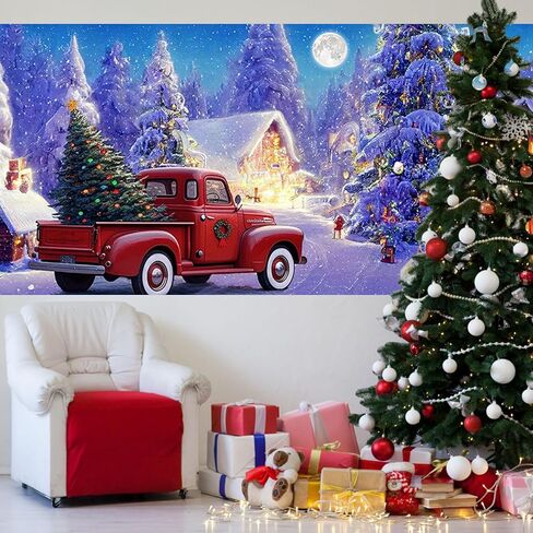 mocsicka 13x6ft عيد ميلاد سعيد غطاء باب المرآب راية، كبيرة جدا زينة المرآب عيد الميلاد الأحمر، عطلة الشتاء عيد الميلاد المرآب خلفيات الباب للديكور في الهواء الطلق ساحة تسجيل in Kuwait
