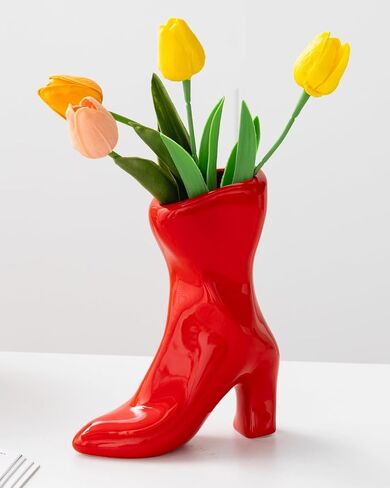 Female Boot Vase, Nordic Modern Ceramic Flower Vase for Home Decor, Table Centerpiece, Olive Plant, Wedding, Living Room, Bookshelf, Office, Modern Home, Entryway, Console (Black) in Saudi Arabia