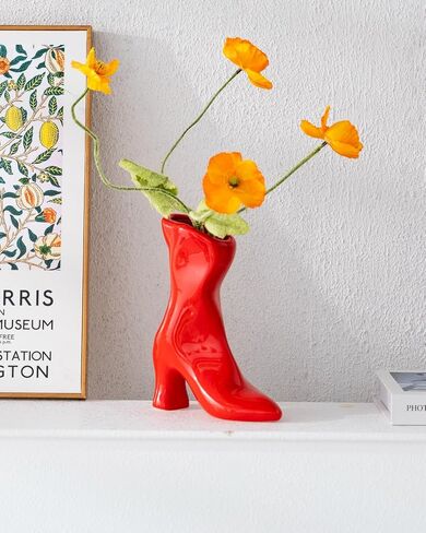 Female Boot Vase, Nordic Modern Ceramic Flower Vase for Home Decor, Table Centerpiece, Olive Plant, Wedding, Living Room, Bookshelf, Office, Modern Home, Entryway, Console (Black) in Saudi Arabia