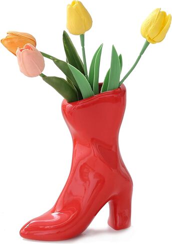 Female Boot Vase, Nordic Modern Ceramic Flower Vase for Home Decor, Table Centerpiece, Olive Plant, Wedding, Living Room, Bookshelf, Office, Modern Home, Entryway, Console (Black) in Saudi Arabia