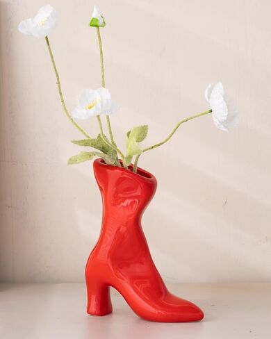 Female Boot Vase, Nordic Modern Ceramic Flower Vase for Home Decor, Table Centerpiece, Olive Plant, Wedding, Living Room, Bookshelf, Office, Modern Home, Entryway, Console (Black) in Saudi Arabia