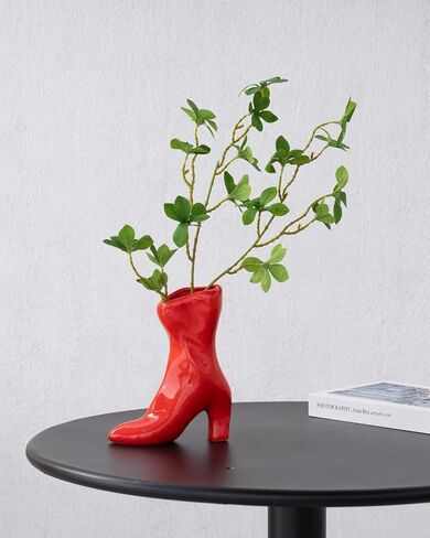Female Boot Vase, Nordic Modern Ceramic Flower Vase for Home Decor, Table Centerpiece, Olive Plant, Wedding, Living Room, Bookshelf, Office, Modern Home, Entryway, Console (Black) in Saudi Arabia
