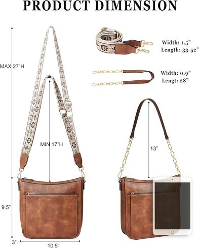 Womens Crossbody Bag Vegan Leather Hobo Purse with 2 Straps, Trendy Shoulder Handbag for Work Travel Daily Use in Saudi Arabia
