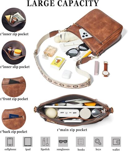 Womens Crossbody Bag Vegan Leather Hobo Purse with 2 Straps, Trendy Shoulder Handbag for Work Travel Daily Use in Saudi Arabia