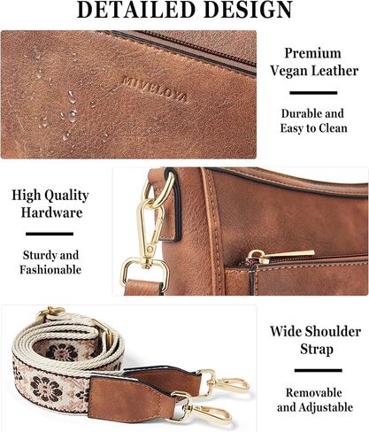 Womens Crossbody Bag Vegan Leather Hobo Purse with 2 Straps, Trendy Shoulder Handbag for Work Travel Daily Use in Saudi Arabia