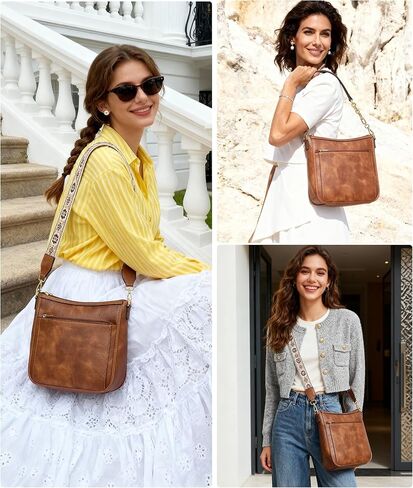 Womens Crossbody Bag Vegan Leather Hobo Purse with 2 Straps, Trendy Shoulder Handbag for Work Travel Daily Use in Saudi Arabia