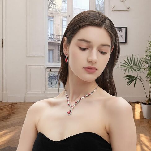 Bridal Wedding Jewelry Sets,Emerald Green Jewelry Set for Women - Elegant Earrings and Necklace Set, Perfect for Weddings, Proms and Formal Occasions, Stylish Costume Jewelry Sets for Women in Saudi Arabia
