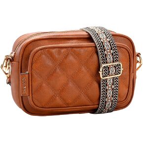Quilted Crossbody Bags for Women,Trendy Vegan Leather Small Crossbody Purse Women's Shoulder Handbags with Wide Strap in Saudi Arabia