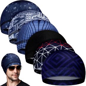 6 Pcs Men Cooling Skull Cap Helmet Liner Sweat Wicking Beanie Head Wrap Bicycle Cycling Running Hat in Saudi Arabia