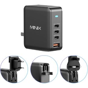 MINIX 100W USB C Charger, 4-Port USB-A/C Foldable Fast PPS Gan Charger (Max 100W/30W/22.5W), Compatible with MacBook Pro/Air, iPad, iPhone 15/16 Pro, Galaxy S24, and More for Home, Traveling in Kuwait