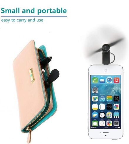 Cell Phone Fan for iPhone and Micro USB Cell Phone, Compatible for iPhone 4/5/6/6S/7/8 Plus, X, XS Max, XR, 11/12/13/14 Mini Plus Pro Max SE 2/3, Not for iPhone 15/16 and Latest Series in Saudi Arabia